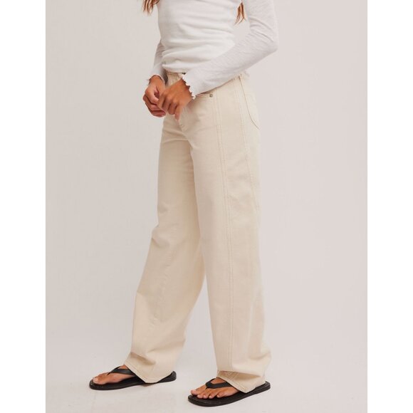 FREE PEOPLE We The Free Aster Straight Leg Jeans / Cream - Picture 9 of 12